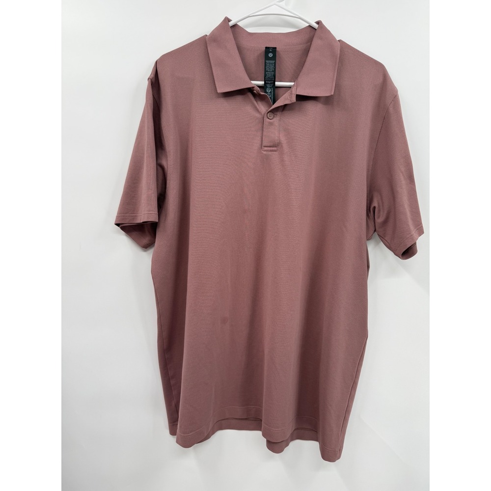 Lululemon XL Evolution Polo Shirt Mens Dusty Rose Short Sleeve Pique LM3F67S